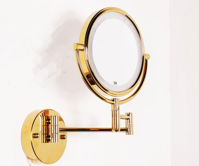 LED Lighted Magnifying Makeup Mirror Golden
